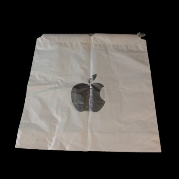 Genuine Apple Silver Logo Store Plastic Drawstring Bag - Picture 1 of 4